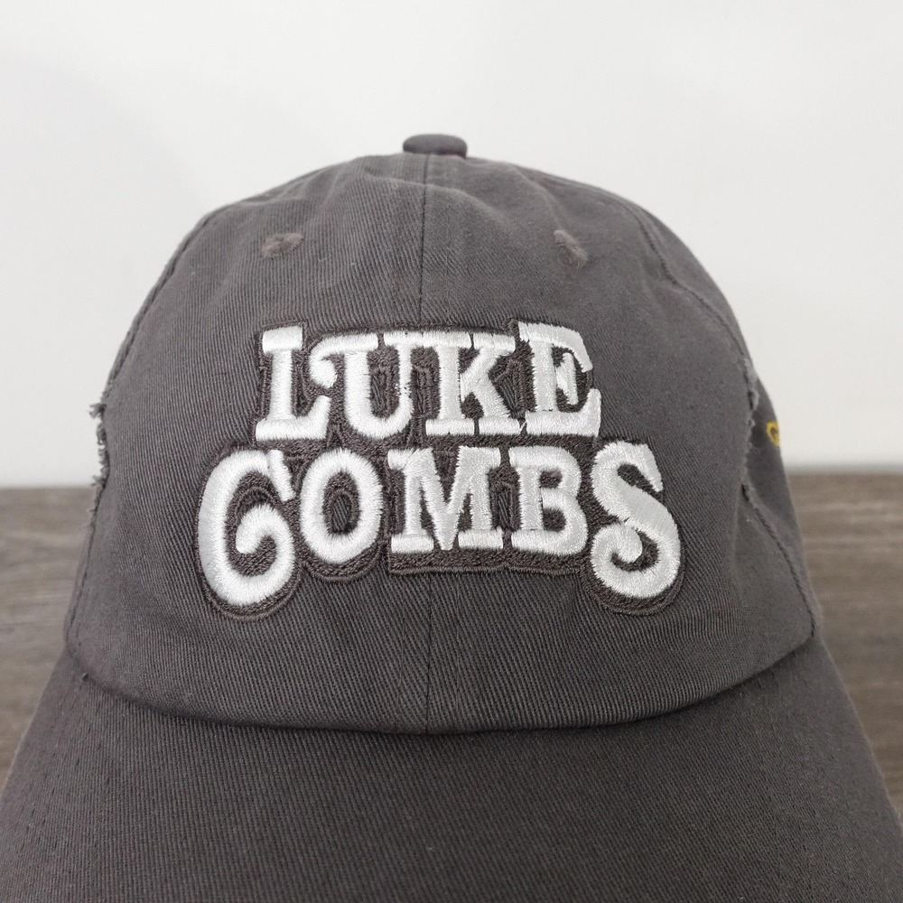 Luke Combs Miller Lite Hat Cap Strap Back One Size Gray Distressed Dad Mens - Picture 2 of 11